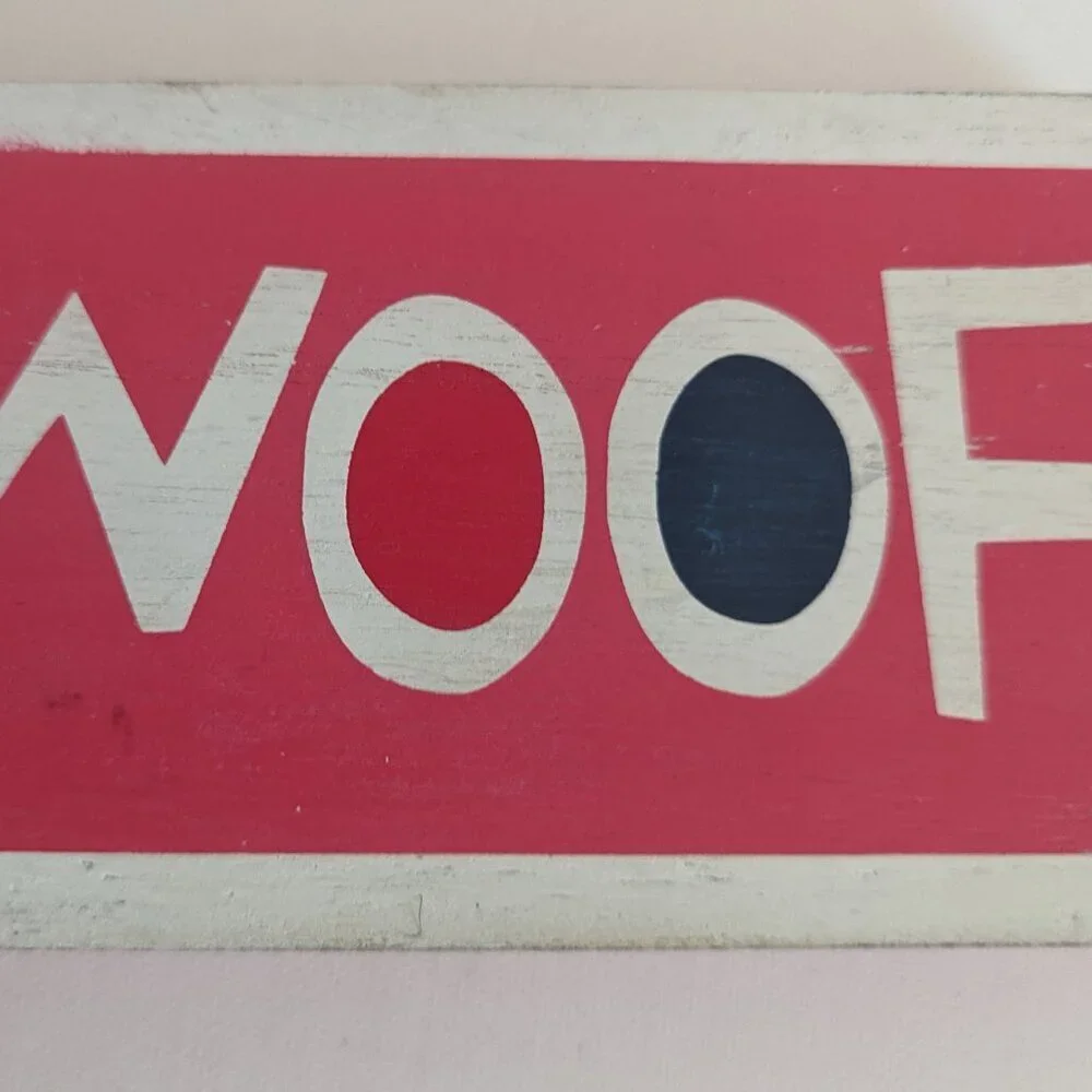 NWT Pink 'WOOF' Wooden Box Sign Home Table Decor Michael's Pets Dog Animals NEW - Picture 2 of 6